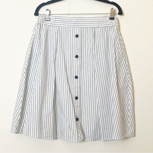 Philosophy Striped Faux Button-Down A-Line Skirt, Size Large